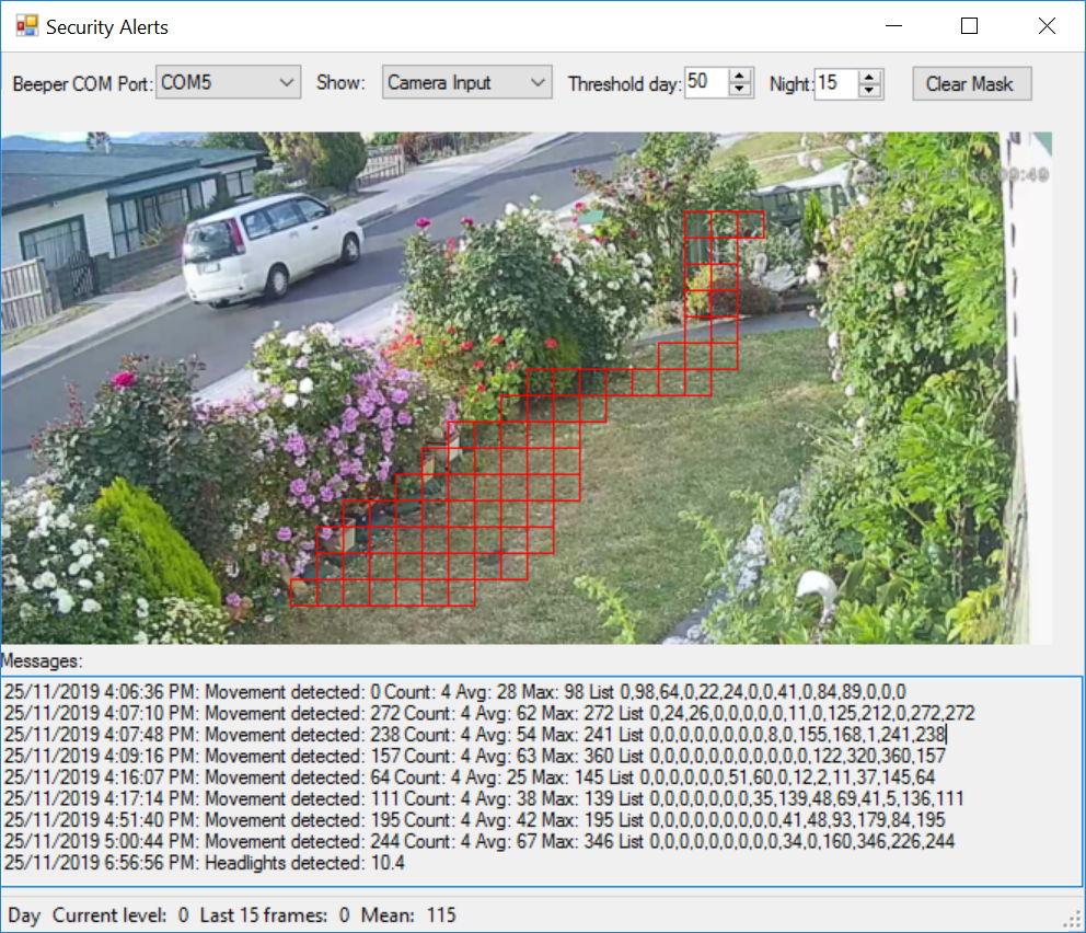 OpenCV based web cam movement detection